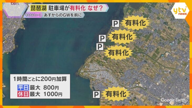 「マナーの悪い行為が目立ったので…」ゴミ放置や火の不始末による火災も　琵琶湖岸の駐車場を有料化