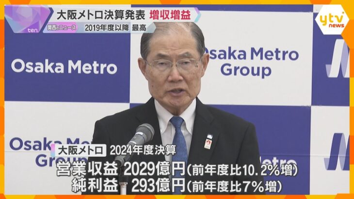 大阪メトロ決算発表　増収増益で2019年度以降で最高に　堅調なマンション販売と乗客の増加が要因　今年度は万博でさらなる収入増見込む