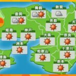 【近畿の天気】あす28日（土）大阪や神戸は晴れ　京都と奈良の最高気温は34℃の予想
