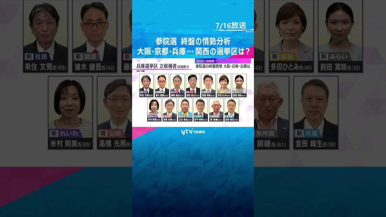 【参院選】終盤の関西の情勢分析　自民の情勢が悪化、参政や国民が勢い　大阪、京都、兵庫の各選挙区は　#shorts #読売テレビニュース