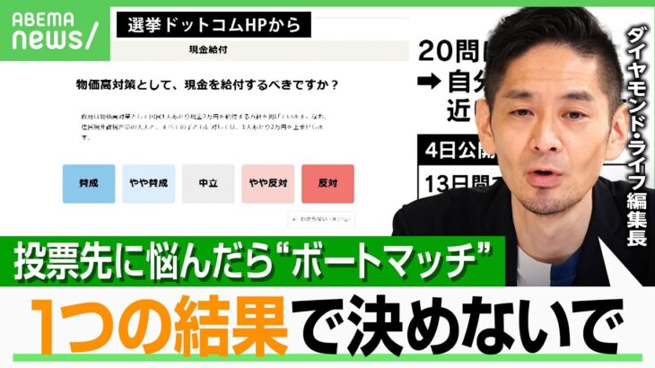 【参院選】投票先に悩んだら“ボートマッチ” 賢く利用するコツは？神庭亮介「ハマりがちな2つの落とし穴が…」｜アベヒル