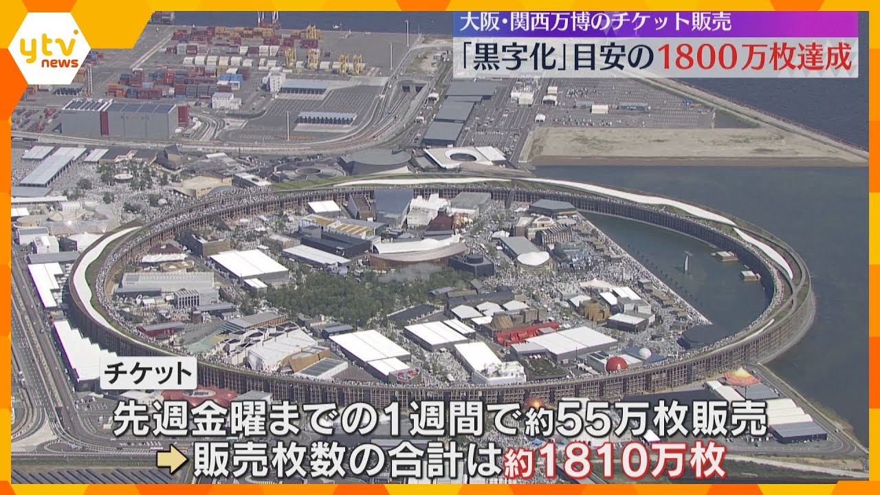 ”黒字化”目安の1800万枚到達 大阪・関西万博のチケット販売 閉幕まで2か月残し当初の目標達成