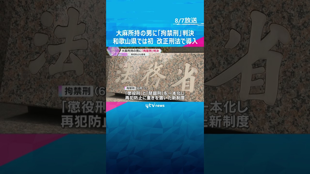 大麻所持の男に「拘禁刑」判決 拘禁刑6か月、執行猶予3年 和歌山県では初 6月の改正刑法で導入 #shorts #読売テレビニュース