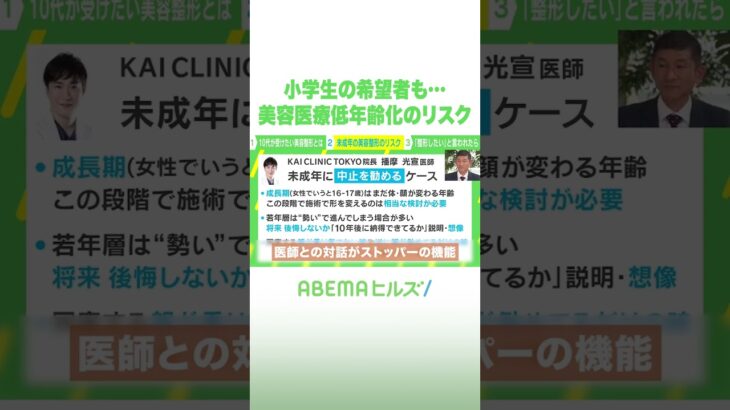小学生の希望者も… 美容医療低年齢化のリスク #アベヒル #Shorts