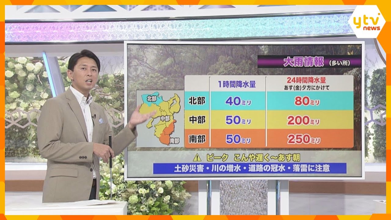 【蓬莱気象予報士解説】台風15号　近畿は明日朝にかけて道路冠水レベルの1時間で50ミリの雨予想　台風中心から離れた地域でも大雨注意
