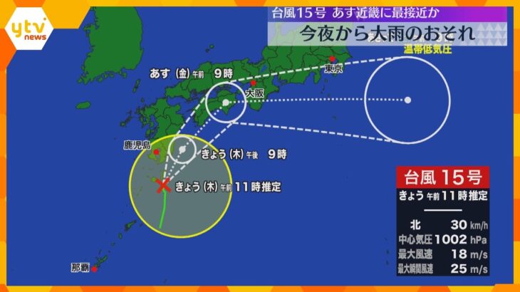 【台風15号】近畿に最接近は5日昼ごろ予想　南部を中心に大雨の恐れ　交通機関への影響は…