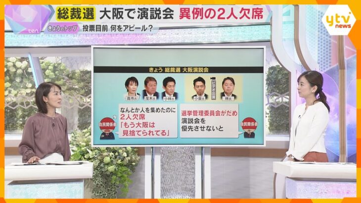 【スタジオ解説】自民党総裁選 「大阪がないがしろにされている」大阪演説会異例の2人欠席　候補者の思惑は？