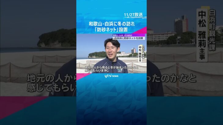 白浜に冬の訪れ「防砂ネット」設置　サラサラの砂が強風にとばされぬように　和歌山・白良浜海水浴場　#shorts　#読売テレビニュース