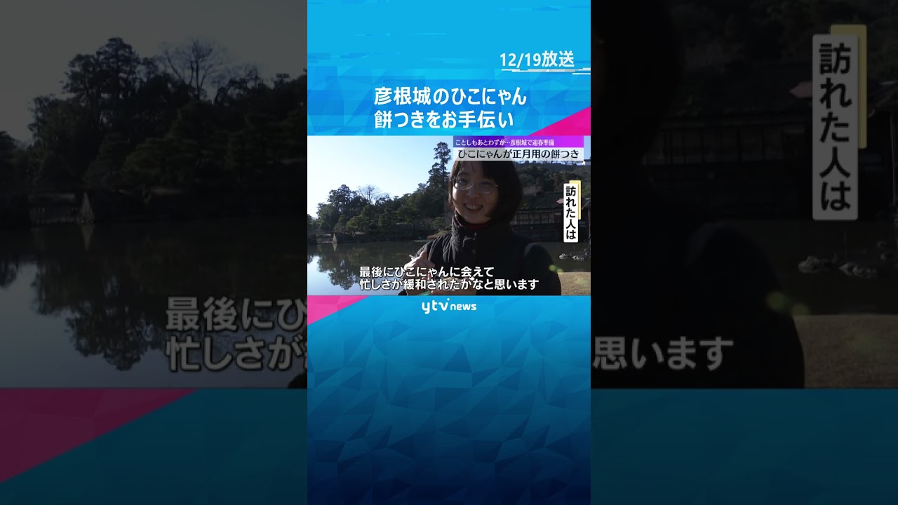 【迎春準備】「ひこにゃん」が正月用餅つきのお手伝い　観光客にきな粉餅のおもてなしも　国宝・彦根城#shorts #読売テレビニュース