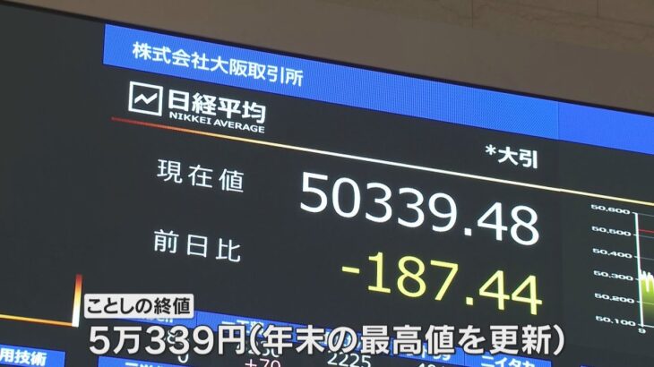 大阪取引所で「大納会」終値は史上最高値に