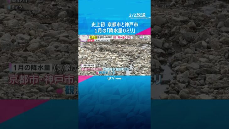 【史上初】京都市と神戸市で1月の月間降水量「0ミリ」　京都・高野川は陸地のような状態　火災も注意 #shorts #読売テレビニュース