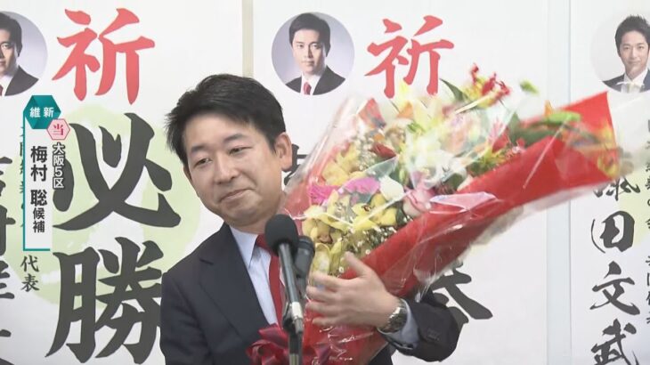 【映像】大阪5区で維新の梅村氏が当選確実　自民の杉田水脈氏、れいわの大石共同代表敗れる