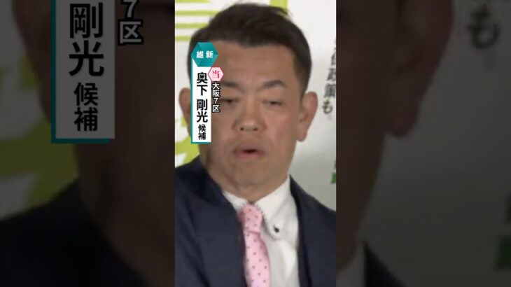 大阪7区・維新・奥下剛光氏が当選確実　自民との与党対決制す#読売テレビニュース #衆院選