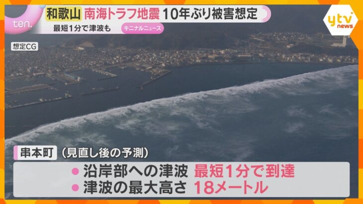 串本町には最短1分で最大18メートルの津波到達　和歌山県が約10年ぶり被害想定　住民避難に課題も