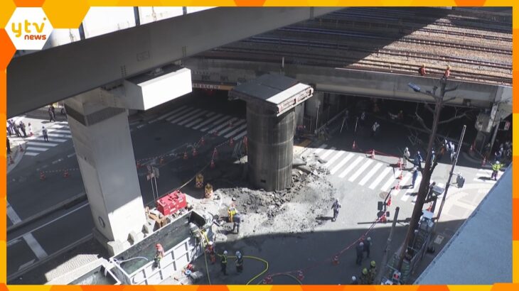 「これ何？」梅田に長さ13mの巨大管出現　新御堂筋は一部区間で通行止め続く　再開の見通し立たず