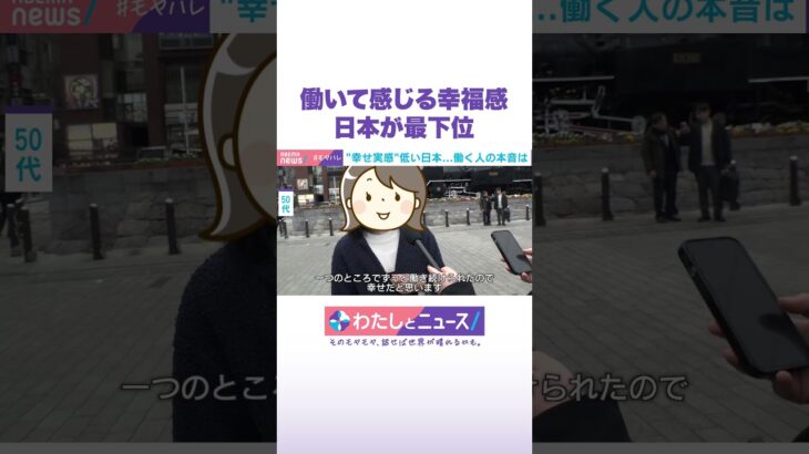 働いて感じる幸福感 日本が最下位 #わたしとニュース #Shorts