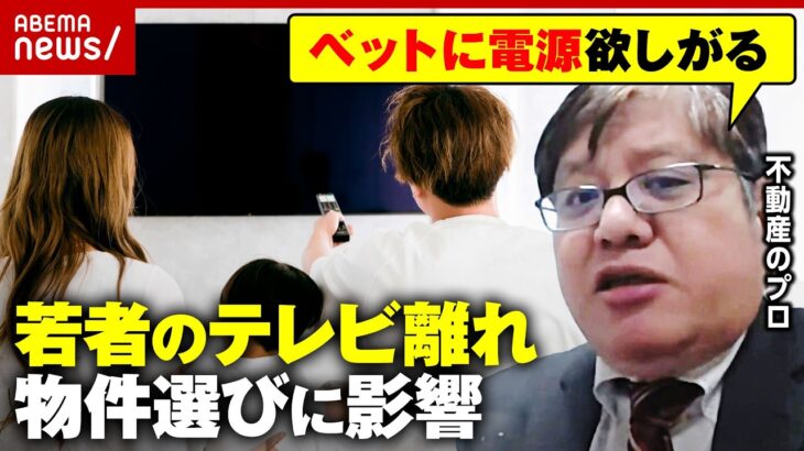 【10人に4人テレビなし】「トイレ・ベット周りにコンセント」テレビ離れが住まいに与える影響は？不動産のプロが解説｜ABEMA的ニュースショー