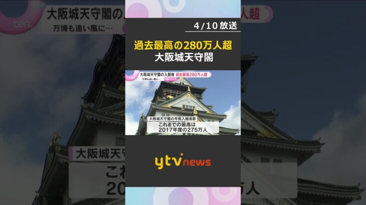 過去最高の280万人超え　大阪城天守閣の入館者数　インバウンド客の増加や大阪・関西万博が追い風に　#shorts　#読売テレビニュース
