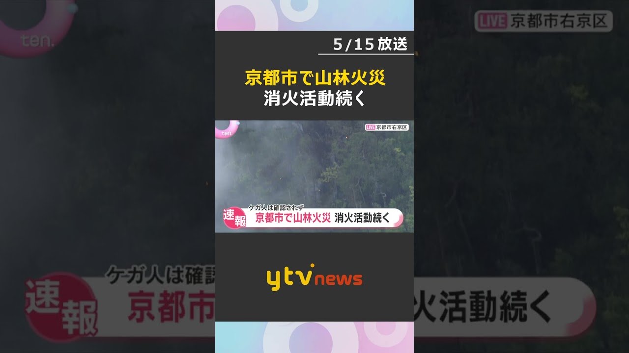 京都市右京区で山林火災、消火活動続く　世界遺産「仁和寺」から北西に約3キロ　ケガ人は確認されず　#shorts #読売テレビニュース