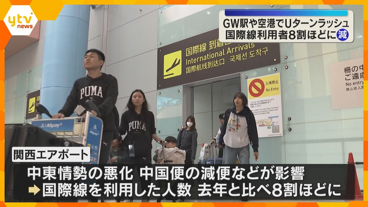 「Tシャツ買った」「楽しかった」関西空港で帰国ラッシュ　中東情勢など影響し国際線利用は2割減