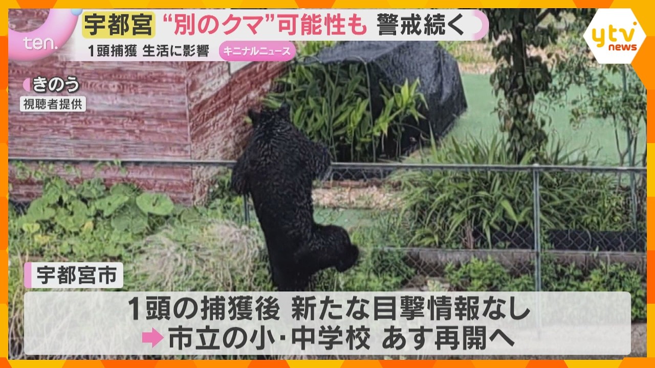 クマ捕獲も警戒続く 相次ぐ目撃情報に別個体がいる可能性も 休校続いた小中学校は11日再開へ 栃木・宇都宮市