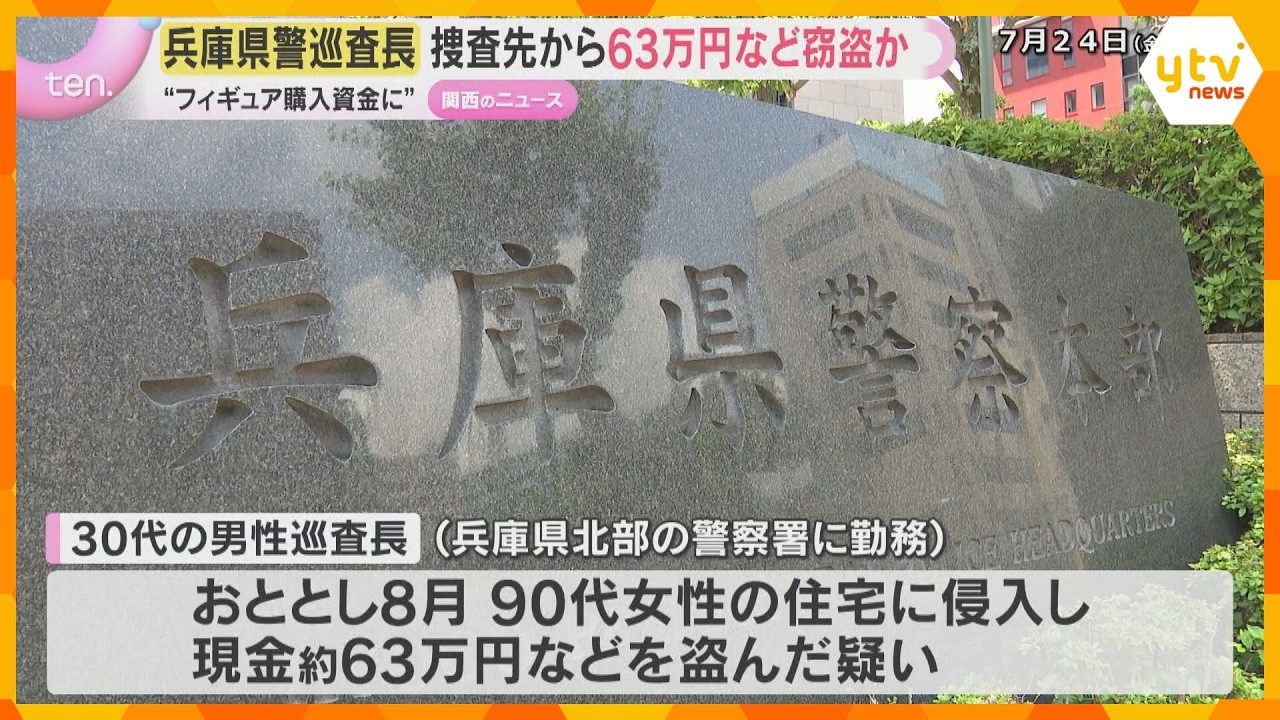 兵庫県警巡査長”フィギュアの購入資金が欲しかった”捜査先に侵入し現金約63万円など窃盗か 書類送検