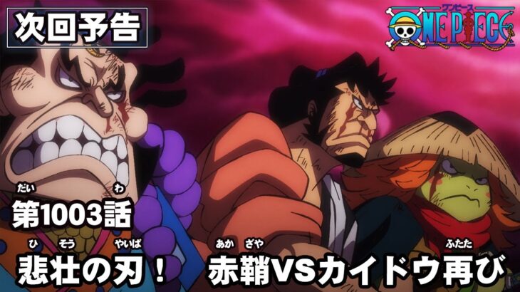 ONE PIECE　第1003話予告「悲壮の刃！　赤鞘VSカイドウ再び」