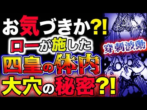 【ワンピース 最新話衝撃感想】ローが四皇の体内に施した恐ろしいものとは？大穴の秘密とは？！(予想妄想考察)