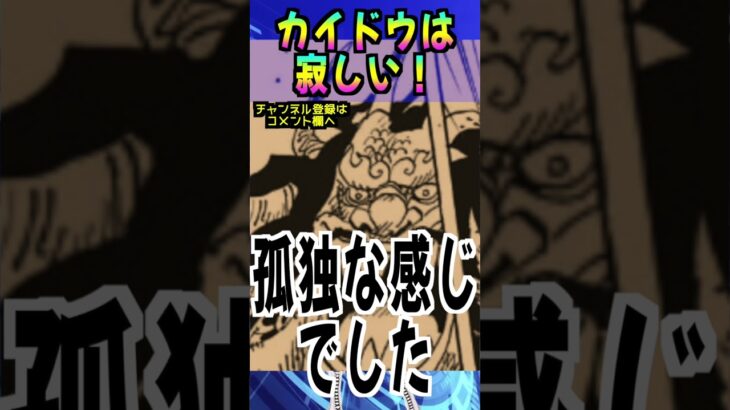 【ワンピース ネタバレ予想】カイドウは寂しい(予想妄想)