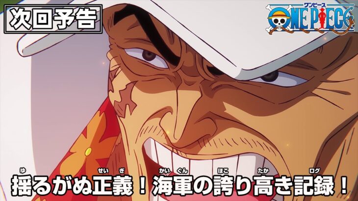 ONE PIECE 予告「揺るがぬ正義！海軍の誇り高き記録（ログ）！」