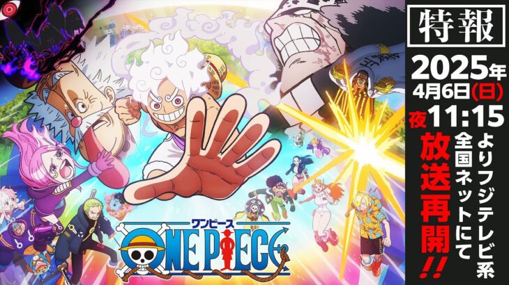 放送枠発表‼️TVアニメ『ONE PIECE』2025年4月6日（日）夜11時15分よりフジテレビ系全国ネットにて放送