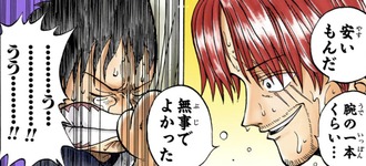 シャンクス聖「安いもんだ…(天竜人に召喚される入れ墨入った)腕の一本ぐらい…」