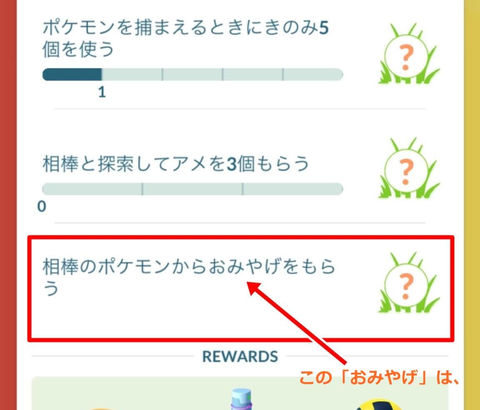 【ポケモンGO】タイムチャレンジ4/4「相棒ポケモンからおみやげを貰う」の注意事項！