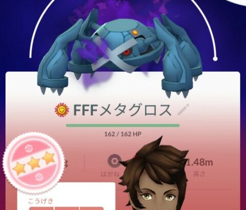 【ポケモンGO】フレが名前に「100」って書いてあるSグロスを相棒にしてた。嫉妬で狂いそう！