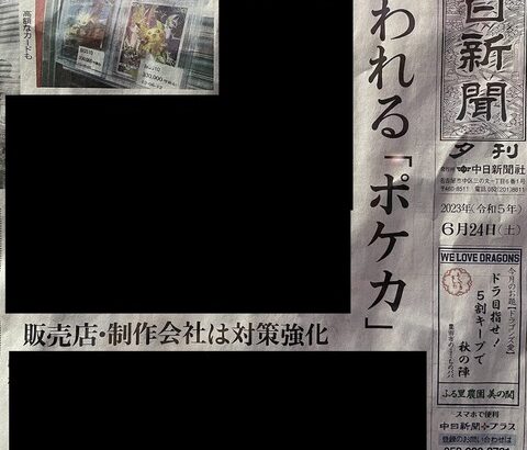 ポケカ界隈の闇新聞の一面にも登場ｗｗｗ