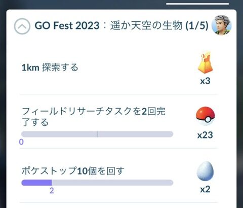 【ポケモンGO】GOフェス終わってからスペシャルリサーチ配布されたマン・・・今から1キロ歩けってか？