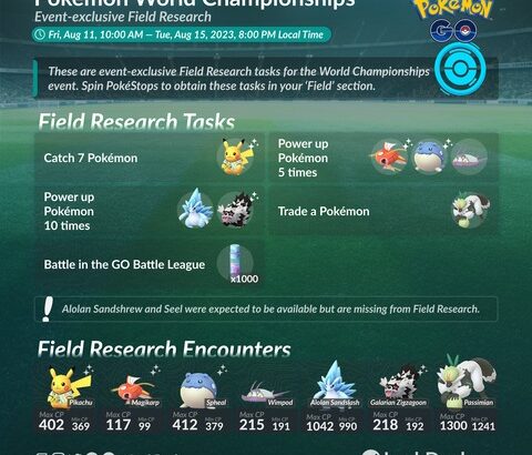 【ポケモンGO】WCS記念イベント「フィールドリサーチタスク」内容一覧！