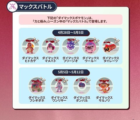 【ポケモンGO】5月のマックスレイド予定