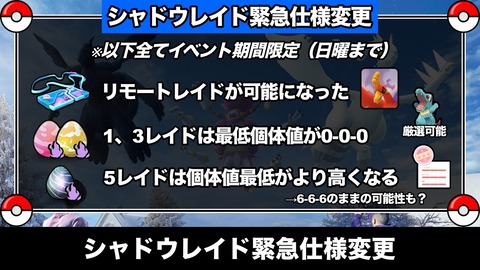 【ポケモンGO】シャドウレイド、リモパス適用可能意外にも仕様変更か？