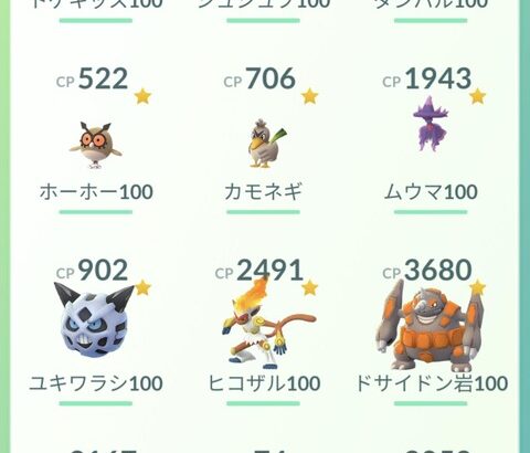 【ポケモンGO】「個体値100の数」みんなはどれくらい？