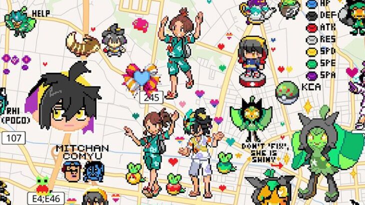 話題の地図絵サービス「wplace」に『ポケモン絵』がたくさん描かれる
