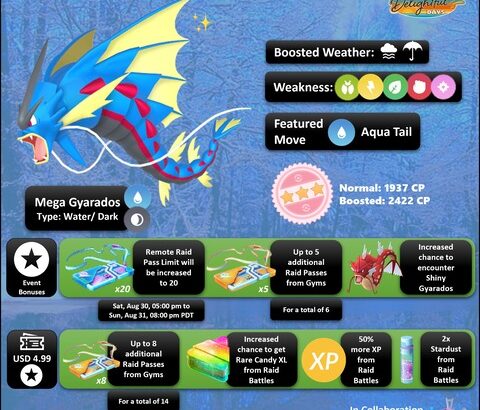 【ポケモンGO】本日は「メガギャラドス」レイド・デイ【8月31日14:00から17:00】