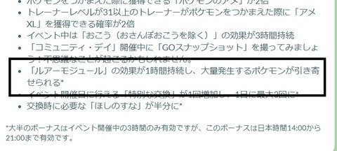 【ポケモンGO】10月のコミュデイ、ルアーモジュールの効果時間が1時間に