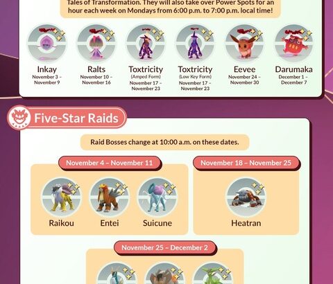 【ポケモンGO】11月の「ダイマックス」の予定、ねらい目は？