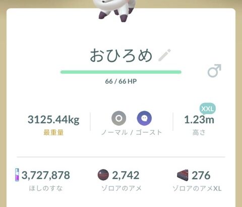 【ポケモンGO】重さバグったヒスイゾロア、手に入れた？