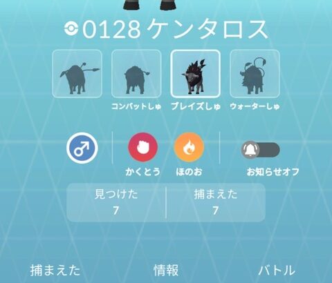 【ポケモンGO】パルデア ケンタロス捕まえた場合、カントー図鑑のNo.128って埋まる？